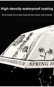 Detail of high-density waterproof umbrella fabric with floral print and hydrophobic coating