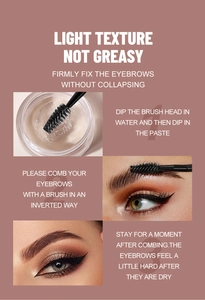 Three-step guide for applying clear eyebrow styling wax with a spiral brush for lifting
