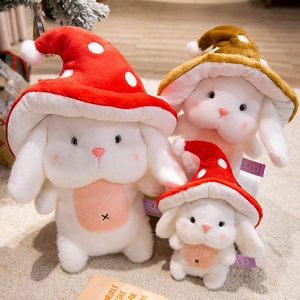 Peluche Lapin Champignon Mignonne Poupée Lapin Douce Avec Chapeau Champignon Pour Décoration De Maison Cadeau Enfant