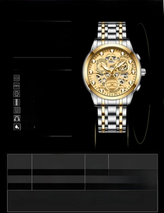 Detailed specs of 41mm men's quartz watch with stainless steel band and 3BAR water resistance