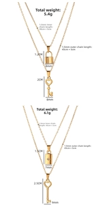 Spécifications de taille et poids pour colliers doubles avec pendentifs clé et cadenas