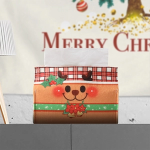 Christmas reindeer tissue box cover with festive patterns for home holiday table decor