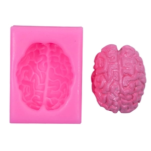 Molde de silicona rosa para Halloween con forma de cerebro para chocolate 3D