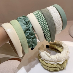 Korean Style Padded Headbands Women Wide Fabric Twisted Knot Hairbands Elegant Rhinestone Faux Artificial Pearl Vintage Hair Accessories