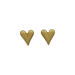 Boucles d'oreilles cœur minimalistes plaquées or 18 carats avec poli miroir