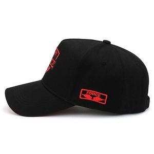 Extra large black cotton baseball cap with red Force embroidery for big head sizes