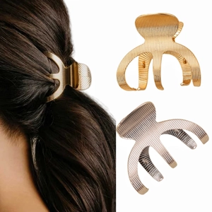 Metal Hair Claw Clip Textured Zinc Alloy Small Shark Clip Elegant Minimalist Korean Style For Women