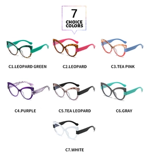 Mise en page matricielle de montures de lunettes œil-de-chat en sept couleurs variées