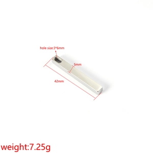 Polished stainless steel column pendant 5x42mm DIY jewelry with size and weight specs