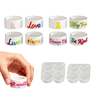 Silicone Mold For DIY Candle Cup Round Polka Dot Embossed Words Resin Plaster Crafting Tool Modern Simple Style