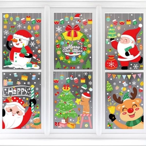 Lot de stickers de fenêtre de Noël avec Père Noël, renne et bonhomme de neige décoratifs