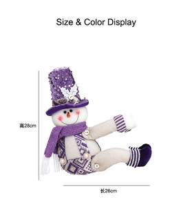Purple sequined snowman Christmas curtain buckle, dimensions 28cm height by 26cm length