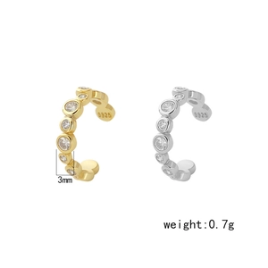 Ear cuff in argento S925 con zirconi scintillanti in finitura oro e argento