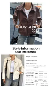 Dettagli sulle specifiche del materiale 50% PU e 50% poliestere per questa giacca