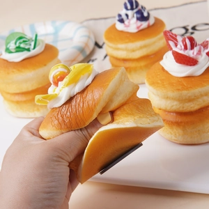Slow rebound PU foam pancake toy set with realistic cream and fruit toppings for decor