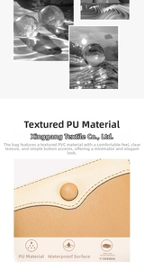 Detail of waterproof textured PU leather on women's wallet with stylish button closure