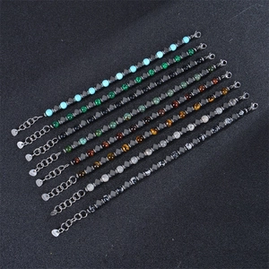 Lot de 9 bracelets bohèmes réglables avec perles en pierre naturelle et cubes noirs
