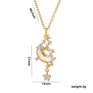 Elegante goldene Stern- und Mondhalskette mit schillernden Edelsteinen für Damen