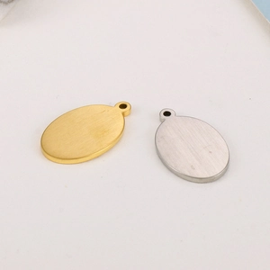 Pendentifs ovales fleur de naissance en acier inoxydable doré et argenté pour bijoux DIY