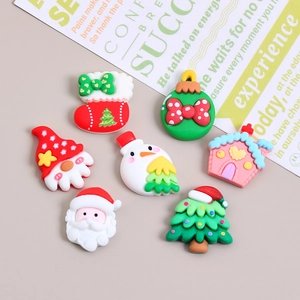 7-piece set of colorful Christmas resin charms for DIY crafts and phone case decor