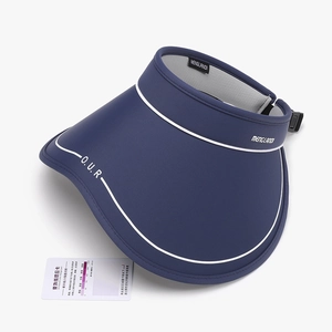 Navy blue ice silk sun hat with UV sensor card for outdoor cycling and sun protection