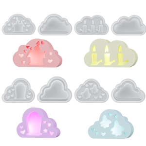 Siliconen mallen in de vorm van een wolk met kasteel- en spookmotieven in pastel