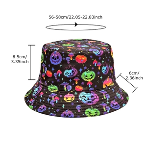 Halloween pumpkin bucket hat for men and women with size details 56-58cm head circumference