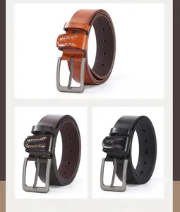 Detailed comparison of camel, coffee, and black faux leather belts with alloy pin buckles