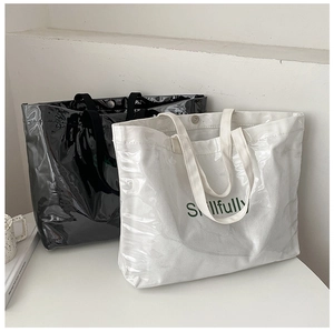 Minimalist canvas and clear PVC tote bags with Skillfully print in black and white colors