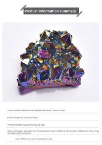 Detailed view of colorful electroplated rainbow crystal cluster specimen decor