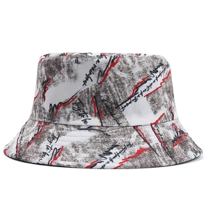 Graffiti Print Bucket Hat Reversible Polyester Sun Protection Foldable Streetwear Style Fashion Hat For Women