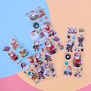 Cute Santa Claus and reindeer cartoon bubble stickers for Christmas gifts and rewards