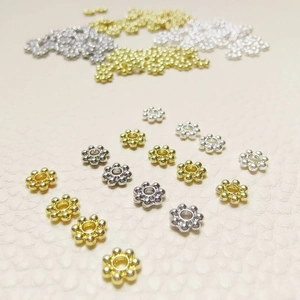 Snowflake Flower Spacer Beads Real Gold Plated Alloy Jewelry Making Findings For DIY Bracelet Necklace Long Lasting Color