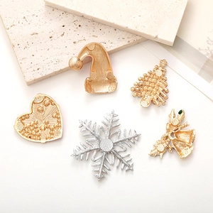 Christmas alloy jewelry charms set featuring festive tree, hat and snowflake designs