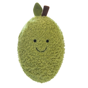 Simpatico peluche a forma di frutto verde con viso sorridente bambola morbida da 30 cm