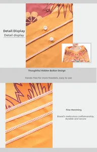 Detail of bohemian beach towel with functional snap buttons and durable stitched edges