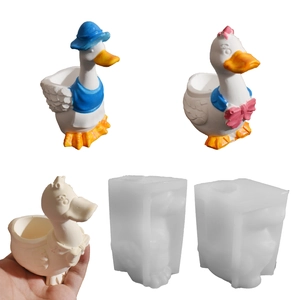 Duck Silicone Mold 3D Cartoon Animal Shape Flexible DIY Crafting For Mini Flower Pot Candle Holder Succulent Planter Resin Casting Decor