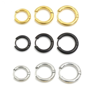 Pendientes de aro de acero inoxidable de 18K en tres colores y tres tamaños mixtos
