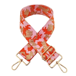 Tracolla jacquard da 5cm di larghezza con motivo mimetico rosa arancio e filo d'oro