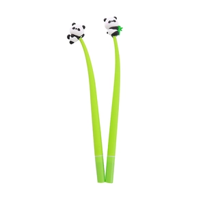 Set of 2 cute green panda-themed gel pens featuring a creative 3D panda topper