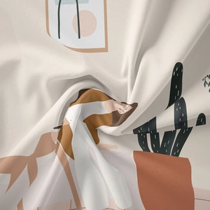 Detailed macro view showing the fine woven texture and soft drape of the printed tapestry