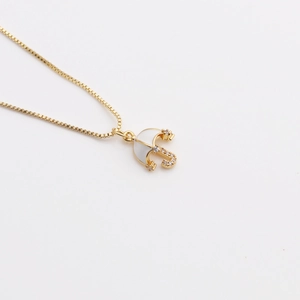 Kupfer Goldene Halskette Für Damen Regenschirm Perlmutt Zirkon Stern Ovaler Anhänger Mode Schmuck Halsketten