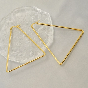 Minimalist geometric triangle earrings in polished gold stainless steel finish