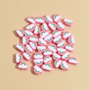 Colorful 10mm rainbow cloud polymer clay beads for DIY bracelets and phone charms
