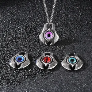 Evil Eye Pendant Stainless Steel Punk Gothic Retro Demon Eye Jewelry For Men Women Nightclub Halloween Accessory