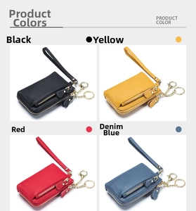 Detailed grid view showing genuine leather textures and colorful wristlet coin purses