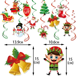 Decorazioni natalizie a spirale con Babbo Natale e renne per addobbi festivi a soffitto