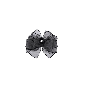 Large black organza bow hair claw clip for elegant back head hairstyles in high quality