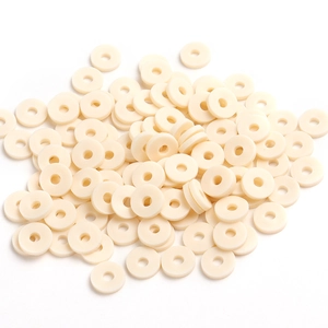 Perles plates de 6mm en argile polymère crème pour bijoux DIY et décoration de bracelets