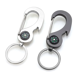 3-in-1 metal compass keychain with carabiner and bottle opener for outdoor sports